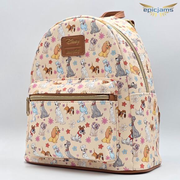 Loungefly Disney Dogs Floral Mini Backpack New - Picture 3 of 5